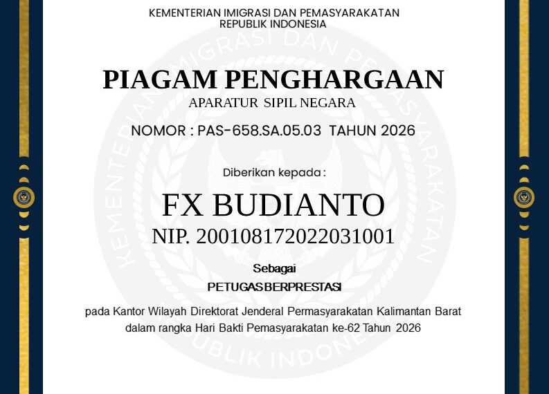 PIAGAM PENGHARGAAN ASN FX BUDIMAN
