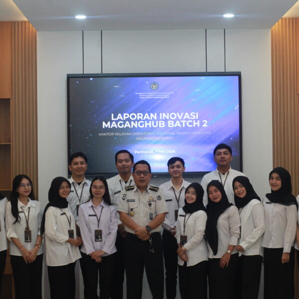 KANTOR WILAYAH DIREKTORAT JENDERAL PEMASYARAKATAN KALIMANTAN BARAT MELAKSANAKAN KEGIATAN PRESENTASI INOVASI PESERTA MAGANG KEMENTERIAN KETENAGAKERJAAN (KEMENAKER) BATCH 2